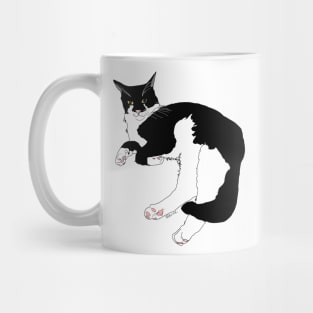 Cute Tuxedo Cat why are you looking at me?  Copyright TeAnne Mug